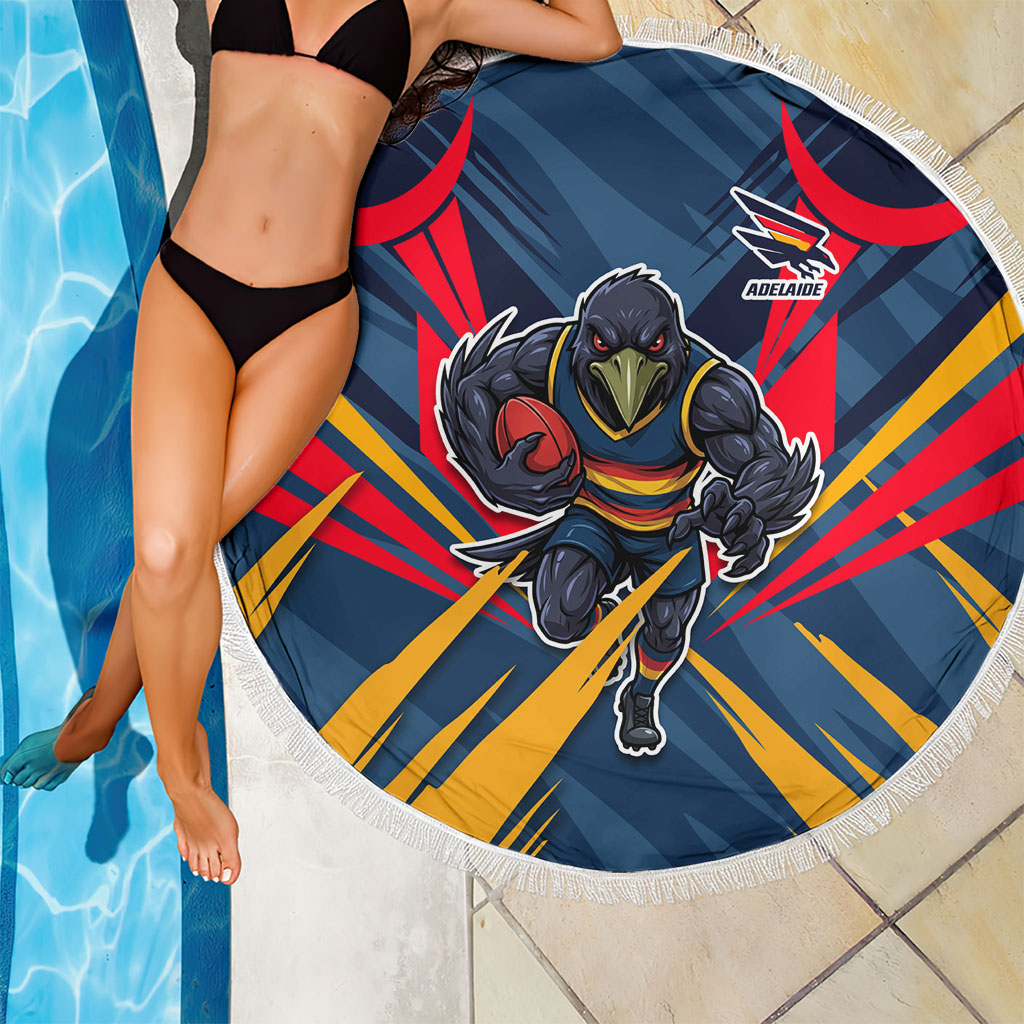 Adelaide Crows Australian Football Beach Blanket Muscular Mascot Graphic - Bold Team Colors
