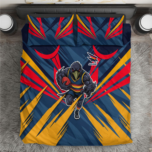 Adelaide Crows Australian Football Bedding Set Muscular Mascot Graphic - Bold Team Colors