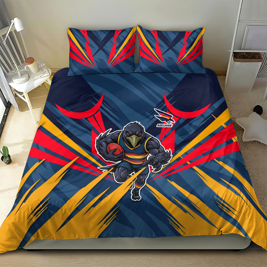 Adelaide Crows Australian Football Bedding Set Muscular Mascot Graphic - Bold Team Colors