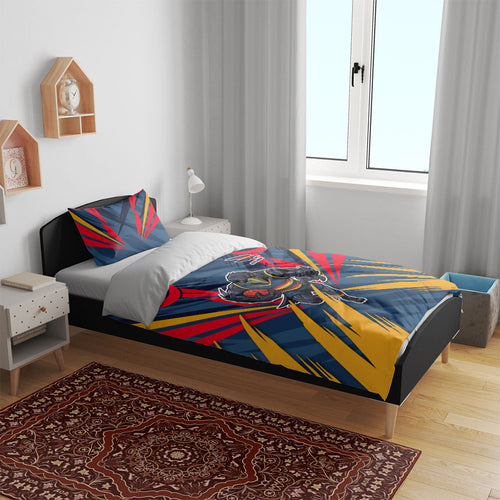 Adelaide Crows Australian Football Bedding Set Muscular Mascot Graphic - Bold Team Colors
