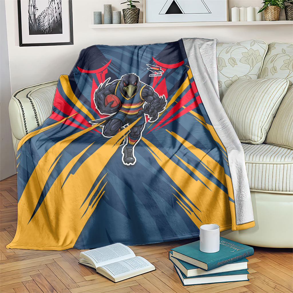 Adelaide Crows Australian Football Blanket Muscular Mascot Graphic - Bold Team Colors