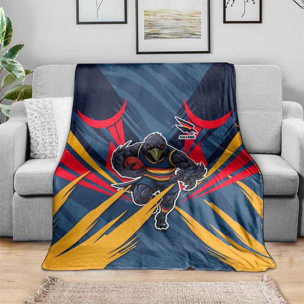 Adelaide Crows Australian Football Blanket Muscular Mascot Graphic - Bold Team Colors
