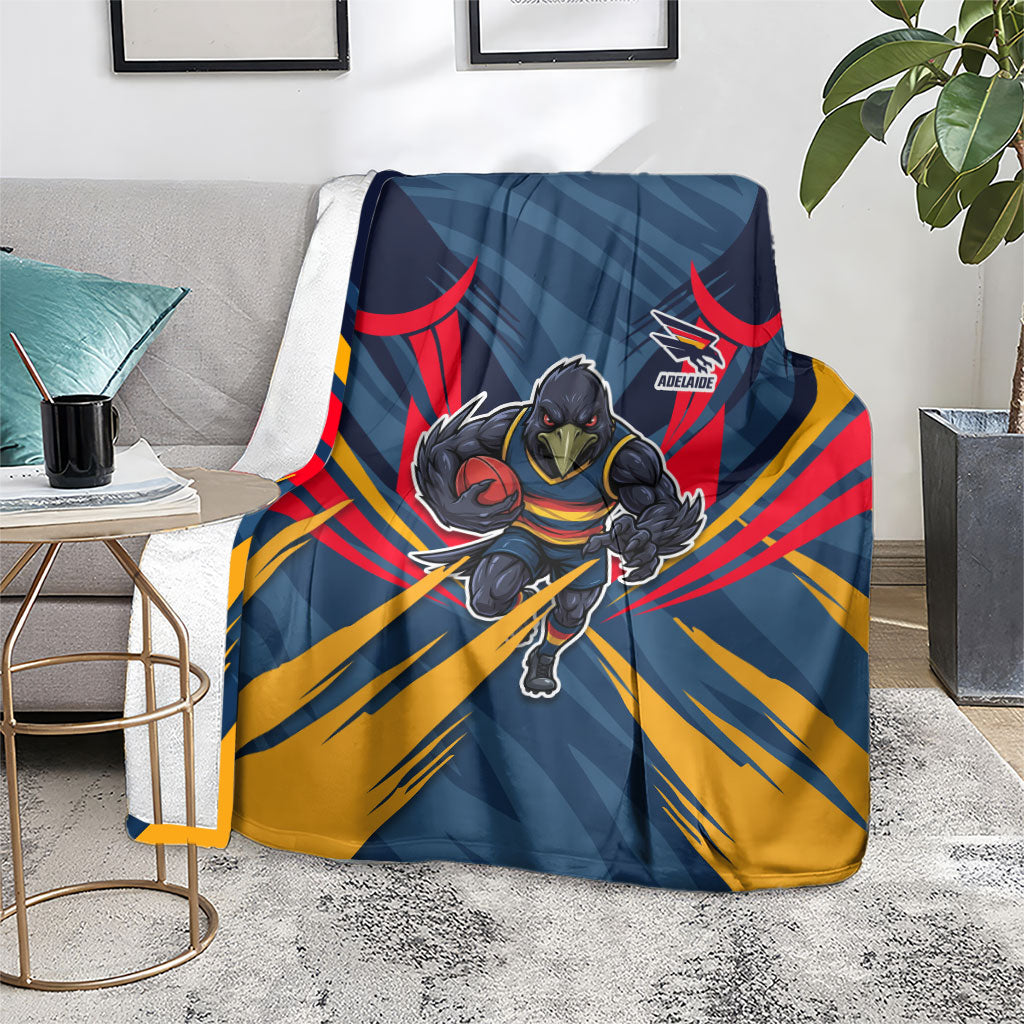 Adelaide Crows Australian Football Blanket Muscular Mascot Graphic - Bold Team Colors