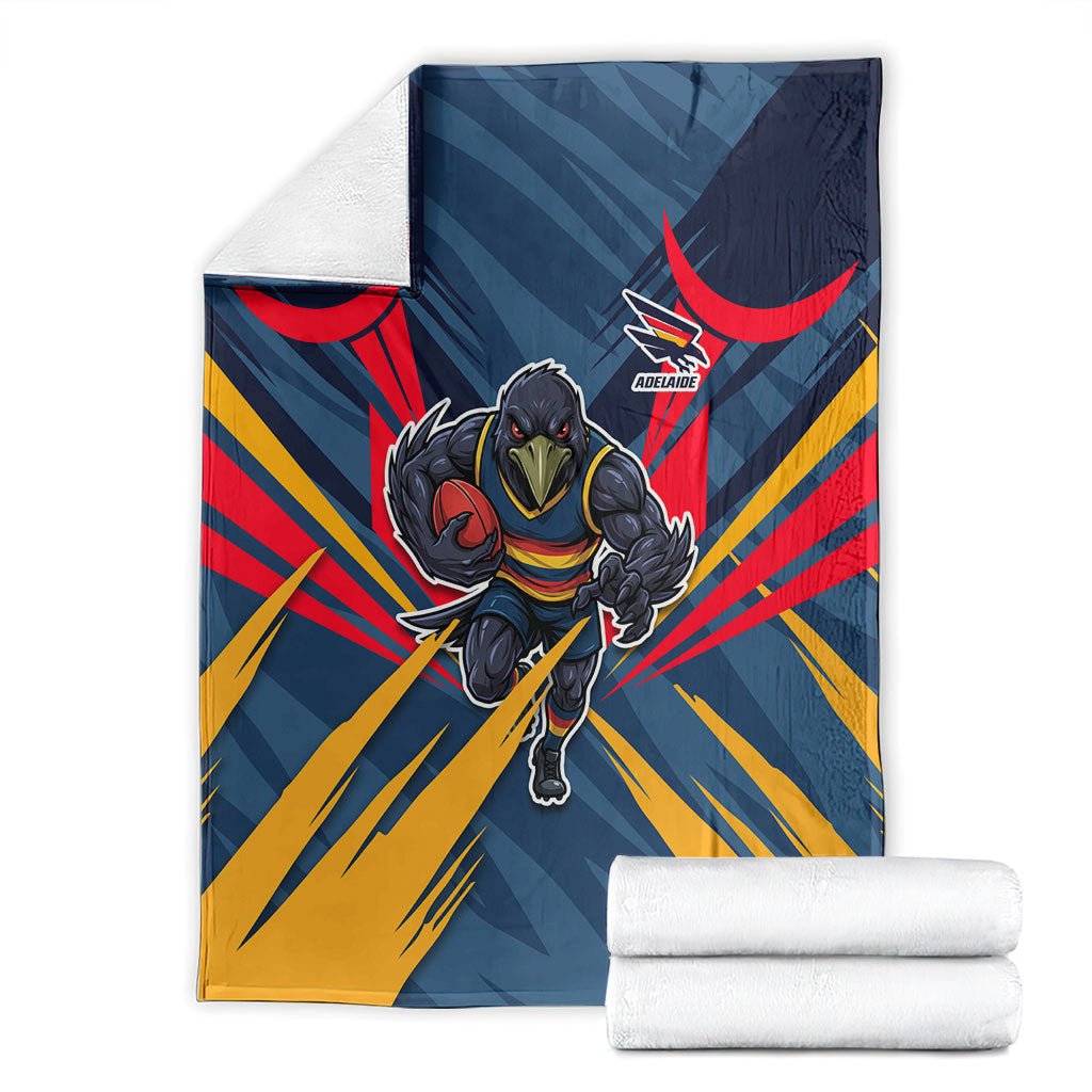 Adelaide Crows Australian Football Blanket Muscular Mascot Graphic - Bold Team Colors