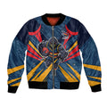 Adelaide Crows Australian Football Bomber Jacket Muscular Mascot Graphic - Bold Team Colors