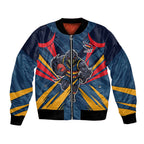Adelaide Crows Australian Football Bomber Jacket Muscular Mascot Graphic - Bold Team Colors