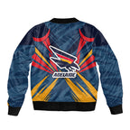 Adelaide Crows Australian Football Bomber Jacket Muscular Mascot Graphic - Bold Team Colors