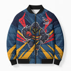 Adelaide Crows Australian Football Bomber Puffer Jacket Muscular Mascot Graphic - Bold Team Colors