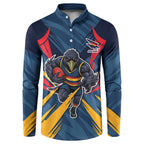 Adelaide Crows Australian Football Button Sweatshirt Muscular Mascot Graphic - Bold Team Colors
