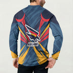 Adelaide Crows Australian Football Button Sweatshirt Muscular Mascot Graphic - Bold Team Colors