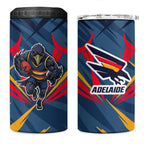 Adelaide Crows Australian Football 4 in 1 Can Cooler Tumbler Muscular Mascot Graphic - Bold Team Colors