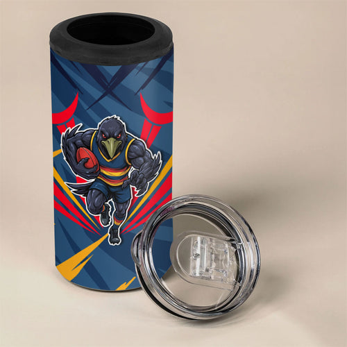 Adelaide Crows Australian Football 4 in 1 Can Cooler Tumbler Muscular Mascot Graphic - Bold Team Colors