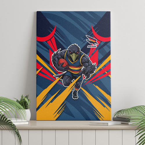 Adelaide Crows Australian Football Canvas Wall Art Muscular Mascot Graphic - Bold Team Colors