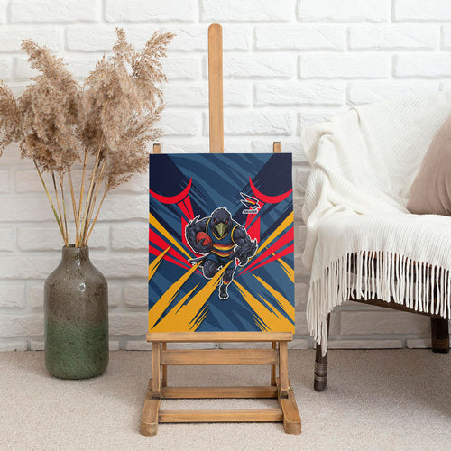 Adelaide Crows Australian Football Canvas Wall Art Muscular Mascot Graphic - Bold Team Colors