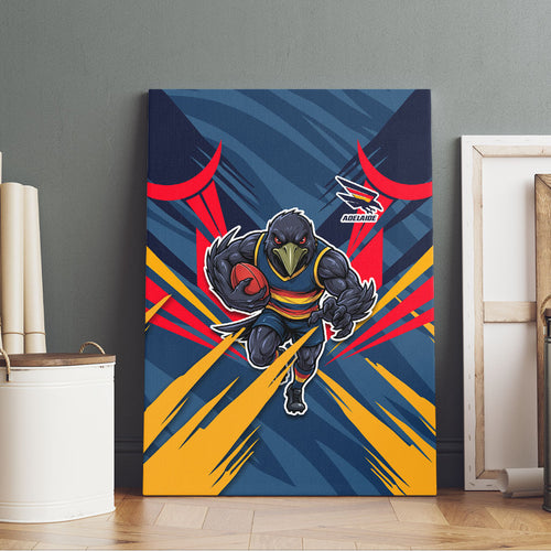 Adelaide Crows Australian Football Canvas Wall Art Muscular Mascot Graphic - Bold Team Colors