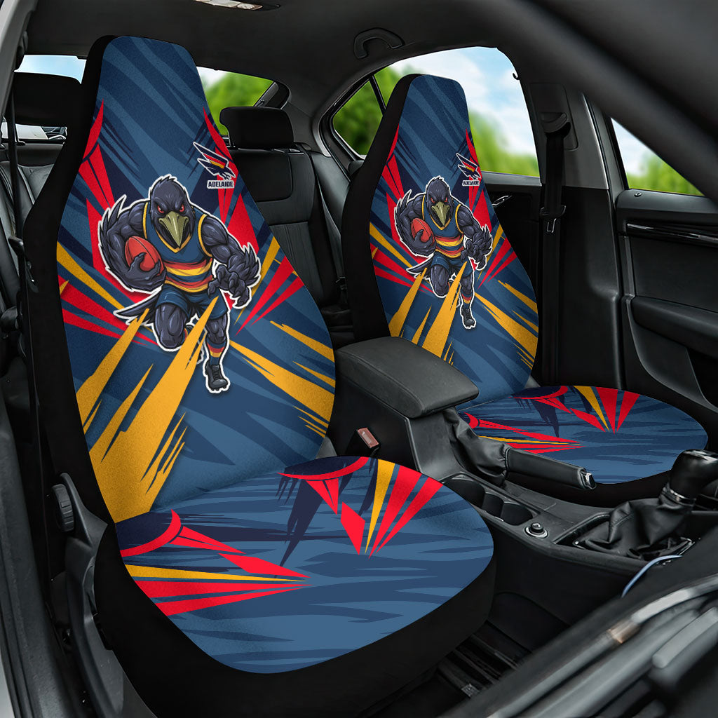 Adelaide Crows Australian Football Car Seat Cover Muscular Mascot Graphic - Bold Team Colors