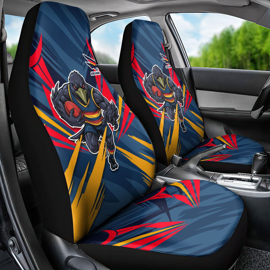 Adelaide Crows Australian Football Car Seat Cover Muscular Mascot Graphic - Bold Team Colors