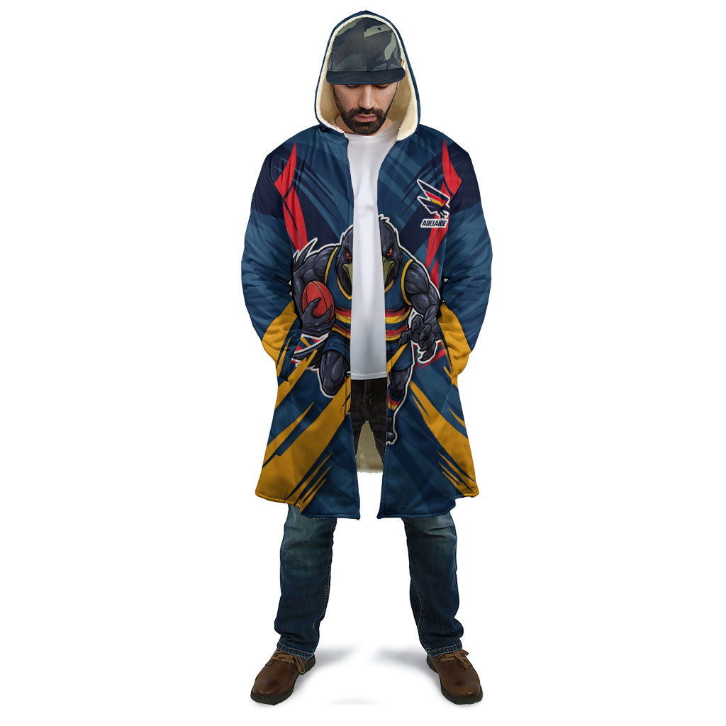 Adelaide Crows Australian Football Cloak Muscular Mascot Graphic - Bold Team Colors