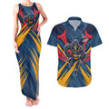 Adelaide Crows Australian Football Couples Matching Tank Maxi Dress and Hawaiian Shirt Muscular Mascot Graphic - Bold Team Colors