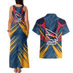 Adelaide Crows Australian Football Couples Matching Tank Maxi Dress and Hawaiian Shirt Muscular Mascot Graphic - Bold Team Colors
