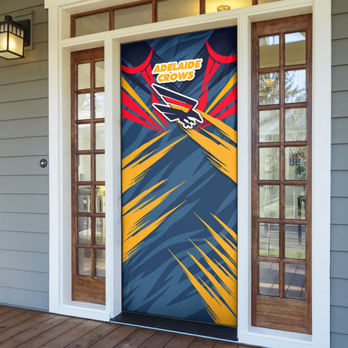 Adelaide Crows Australian Football Door Cover Muscular Mascot Graphic - Bold Team Colors