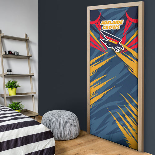 Adelaide Crows Australian Football Door Cover Muscular Mascot Graphic - Bold Team Colors