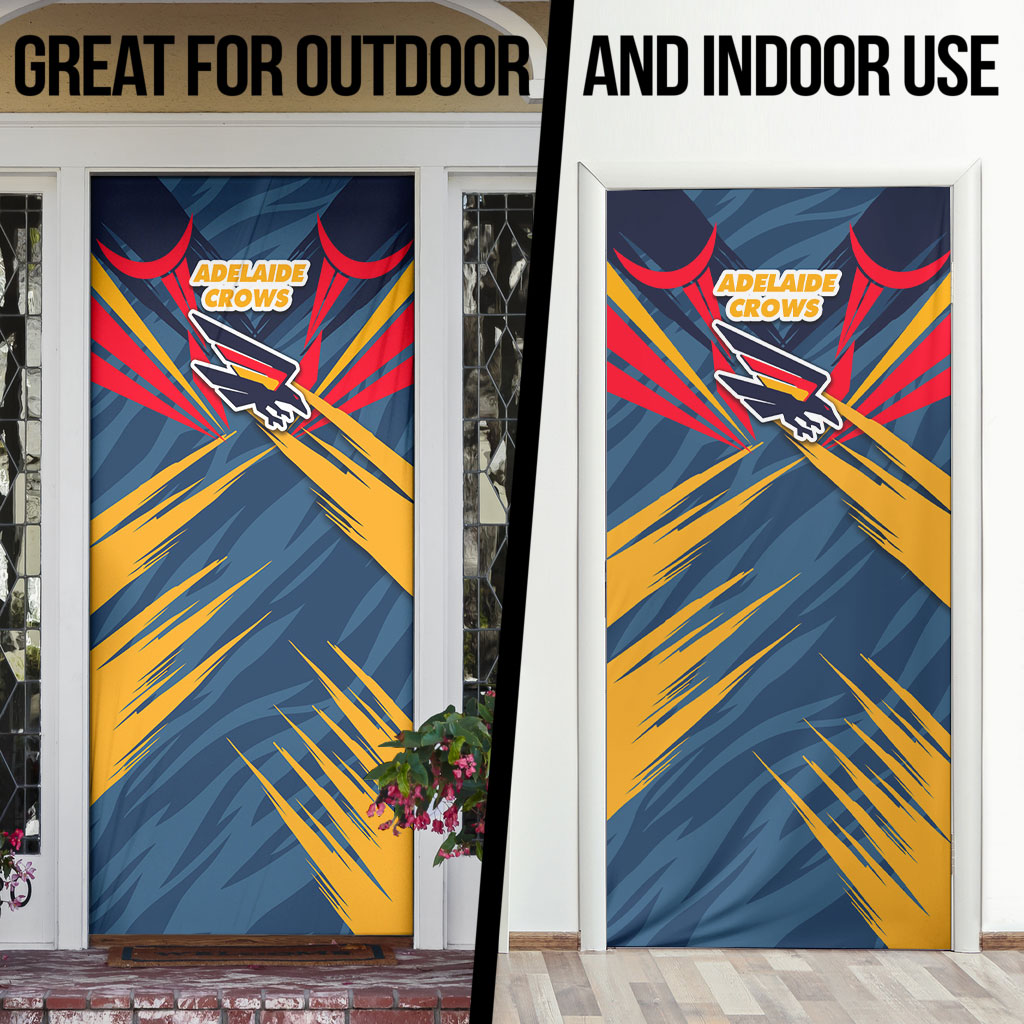 Adelaide Crows Australian Football Door Cover Muscular Mascot Graphic - Bold Team Colors
