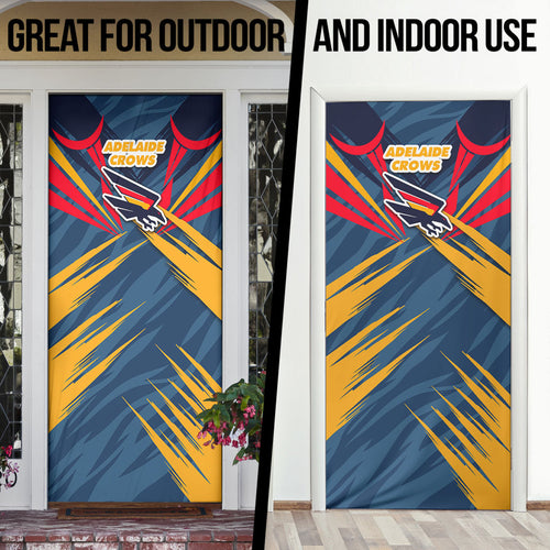 Adelaide Crows Australian Football Door Cover Muscular Mascot Graphic - Bold Team Colors