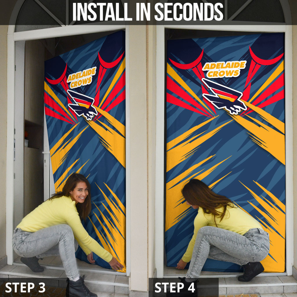 Adelaide Crows Australian Football Door Cover Muscular Mascot Graphic - Bold Team Colors