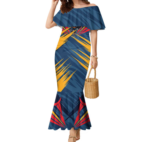 Adelaide Crows Australian Football Family Matching Mermaid Dress and Hawaiian Shirt Muscular Mascot Graphic - Bold Team Colors