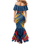 Adelaide Crows Australian Football Family Matching Mermaid Dress and Hawaiian Shirt Muscular Mascot Graphic - Bold Team Colors