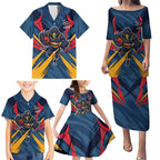 Adelaide Crows Australian Football Family Matching Puletasi and Hawaiian Shirt Muscular Mascot Graphic - Bold Team Colors