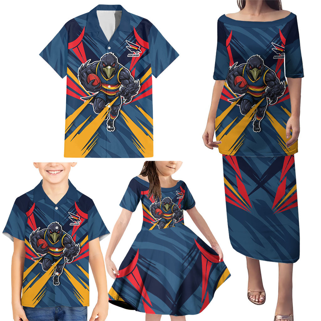 Adelaide Crows Australian Football Family Matching Puletasi and Hawaiian Shirt Muscular Mascot Graphic - Bold Team Colors