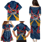 Adelaide Crows Australian Football Family Matching Puletasi and Hawaiian Shirt Muscular Mascot Graphic - Bold Team Colors