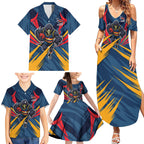 Adelaide Crows Australian Football Family Matching Summer Maxi Dress and Hawaiian Shirt Muscular Mascot Graphic - Bold Team Colors