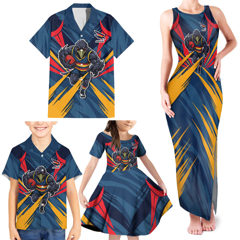 Adelaide Crows Australian Football Family Matching Tank Maxi Dress and Hawaiian Shirt Muscular Mascot Graphic - Bold Team Colors