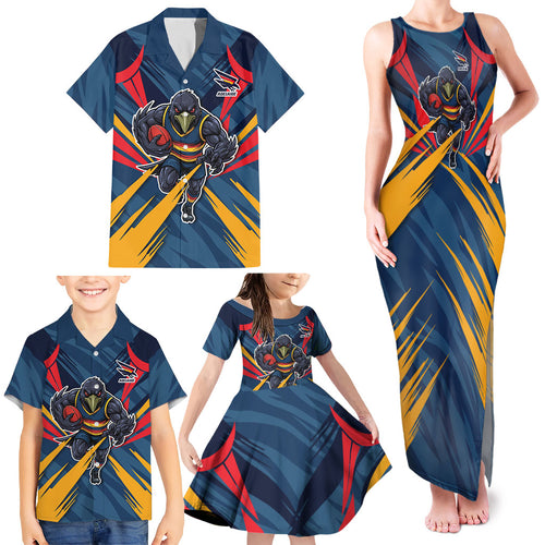 Adelaide Crows Australian Football Family Matching Tank Maxi Dress and Hawaiian Shirt Muscular Mascot Graphic - Bold Team Colors