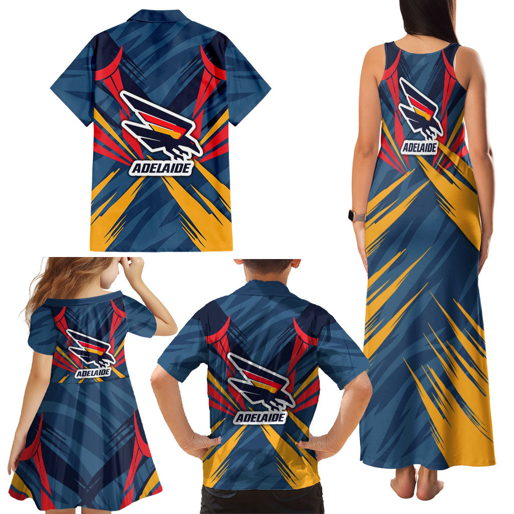 Adelaide Crows Australian Football Family Matching Tank Maxi Dress and Hawaiian Shirt Muscular Mascot Graphic - Bold Team Colors