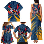 Adelaide Crows Australian Football Family Matching Tank Maxi Dress and Hawaiian Shirt Muscular Mascot Graphic - Bold Team Colors