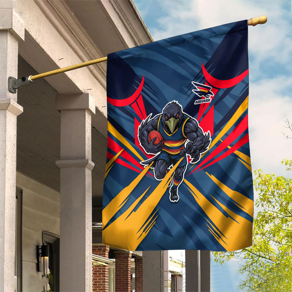 Adelaide Crows Australian Football Garden Flag Muscular Mascot Graphic - Bold Team Colors