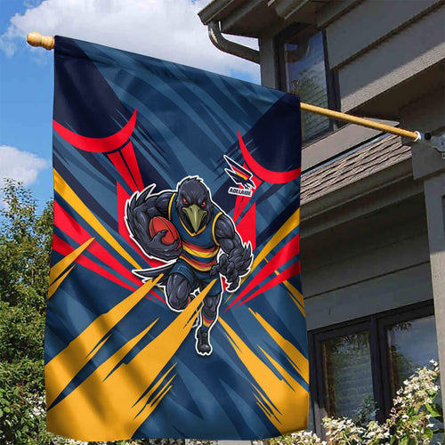 Adelaide Crows Australian Football Garden Flag Muscular Mascot Graphic - Bold Team Colors