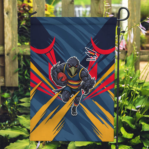 Adelaide Crows Australian Football Garden Flag Muscular Mascot Graphic - Bold Team Colors