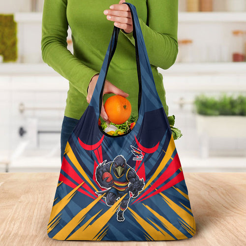 Adelaide Crows Australian Football Grocery Bag Muscular Mascot Graphic - Bold Team Colors