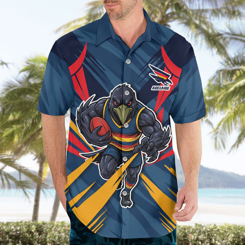 Adelaide Crows Australian Football Hawaiian Shirt Muscular Mascot Graphic - Bold Team Colors