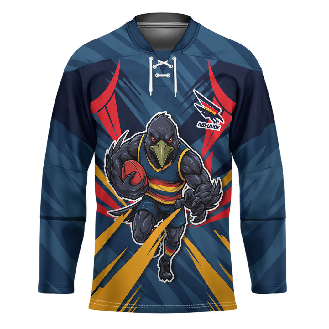 Adelaide Crows Australian Football Hockey Jersey Muscular Mascot Graphic - Bold Team Colors