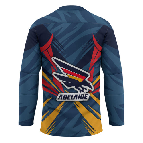 Adelaide Crows Australian Football Hockey Jersey Muscular Mascot Graphic - Bold Team Colors
