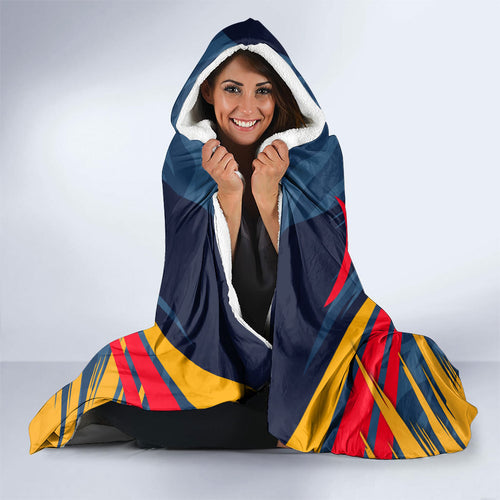 Adelaide Crows Australian Football Hooded Blanket Muscular Mascot Graphic - Bold Team Colors