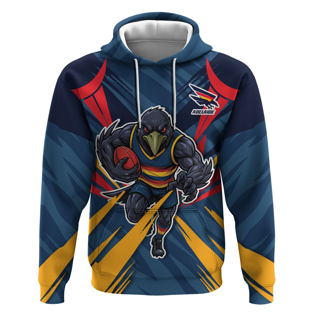 Adelaide Crows Australian Football Hoodie Muscular Mascot Graphic - Bold Team Colors