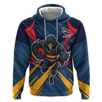 Adelaide Crows Australian Football Hoodie Muscular Mascot Graphic - Bold Team Colors