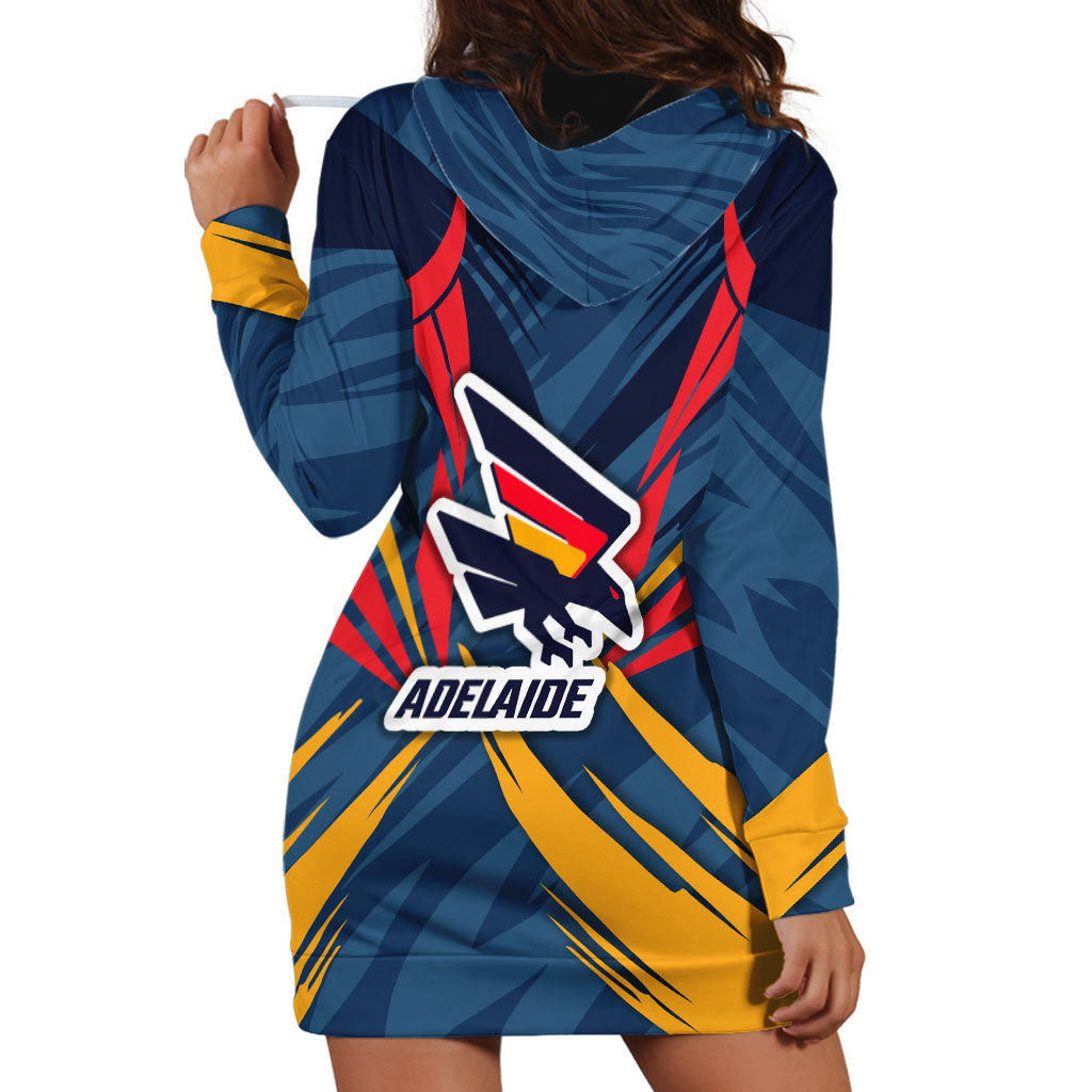 Adelaide Crows Australian Football Hoodie Dress Muscular Mascot Graphic - Bold Team Colors